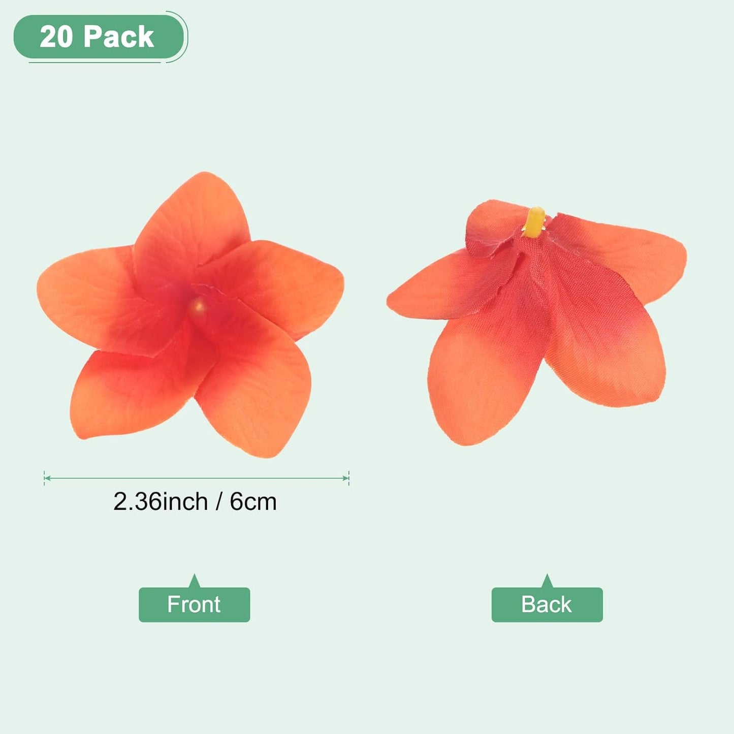 20-Pack Artificial Plumeria Flowers 2.4in/6cm, Pink | Fake Silk Heads, Hawaiian, Petal, For DIY Crafts Dress Wedding Party Decoration