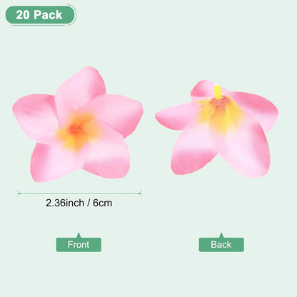 20-Pack Artificial Plumeria Flowers 2.4in/6cm, Pink | Fake Silk Heads, Hawaiian, Petal, For DIY Crafts Dress Wedding Party Decoration