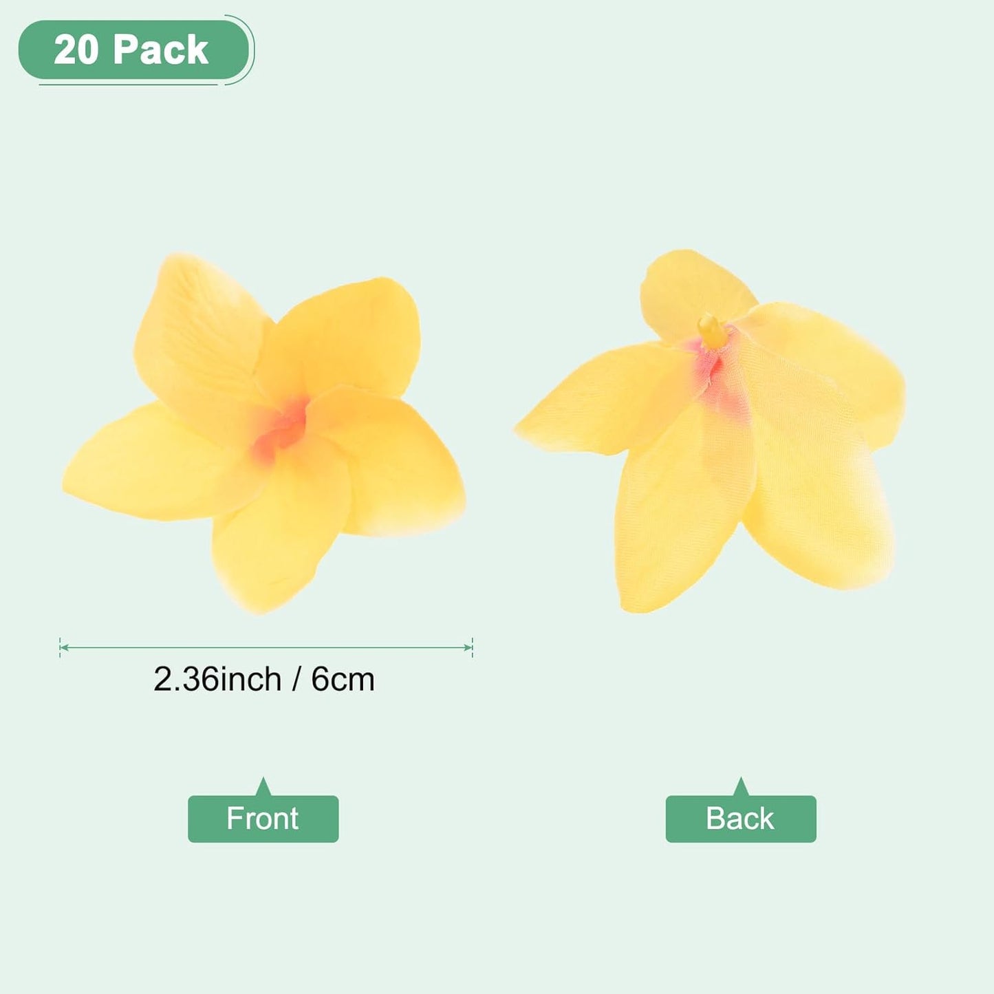 20-Pack Artificial Plumeria Flowers 2.4in/6cm, Pink | Fake Silk Heads, Hawaiian, Petal, For DIY Crafts Dress Wedding Party Decoration