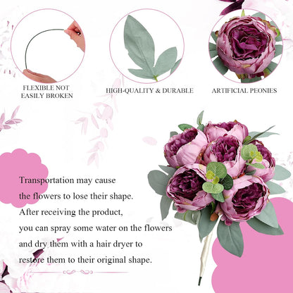 50Pcs Artificial Peonies Flowers Bulk, 4’’ - White | Peonies Fake Flowers Heads for DIY, Faux Silk Peony Arrangements for Wedding, Engagement, Party, Coffee, Dining Decorations