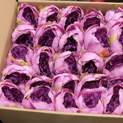 50Pcs Artificial Peonies Flowers Bulk, 4’’ - White | Peonies Fake Flowers Heads for DIY, Faux Silk Peony Arrangements for Wedding, Engagement, Party, Coffee, Dining Decorations