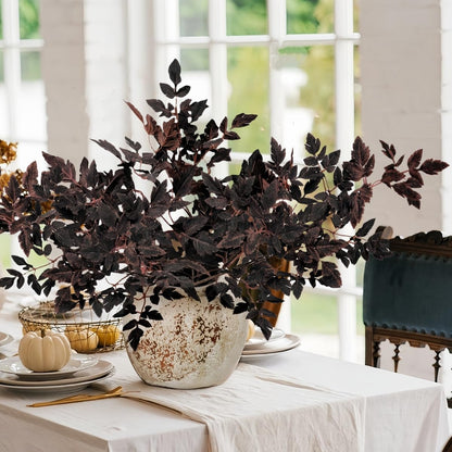 Artificial Maple Leaves Branches, 3 Pcs Artificial Cimicifuga Plant Leaf 31.4" Fake Fall Stems Plants for Vase, Faux Plants for Home Autumn Halloween Thanksgiving Party Table Centerpiece Decor