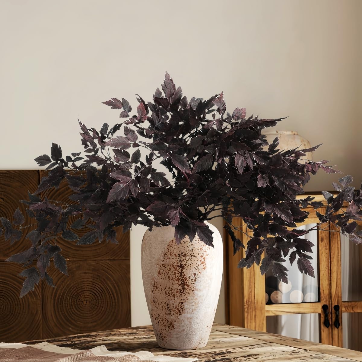 Artificial Maple Leaves Branches, 3 Pcs Artificial Cimicifuga Plant Leaf 31.4" Fake Fall Stems Plants for Vase, Faux Plants for Home Autumn Halloween Thanksgiving Party Table Centerpiece Decor