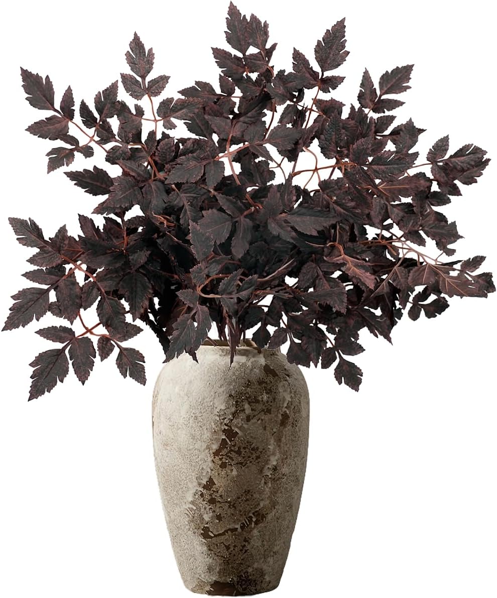 Artificial Maple Leaves Branches, 3 Pcs Artificial Cimicifuga Plant Leaf 31.4" Fake Fall Stems Plants for Vase, Faux Plants for Home Autumn Halloween Thanksgiving Party Table Centerpiece Decor