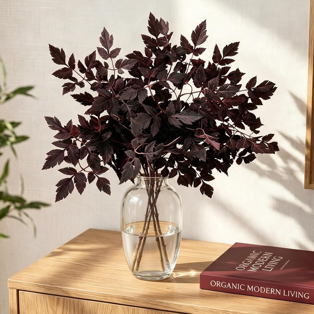 Artificial Maple Leaves Branches, 3 Pcs Artificial Cimicifuga Plant Leaf 31.4" Fake Fall Stems Plants for Vase, Faux Plants for Home Autumn Halloween Thanksgiving Party Table Centerpiece Decor