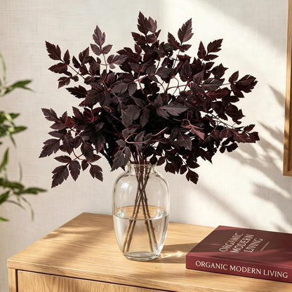 Artificial Maple Leaves Branches, 3 Pcs Artificial Cimicifuga Plant Leaf 31.4" Fake Fall Stems Plants for Vase, Faux Plants for Home Autumn Halloween Thanksgiving Party Table Centerpiece Decor