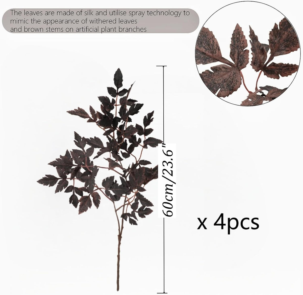 Artificial Maple Leaves Branches, 3 Pcs Artificial Cimicifuga Plant Leaf 31.4" Fake Fall Stems Plants for Vase, Faux Plants for Home Autumn Halloween Thanksgiving Party Table Centerpiece Decor