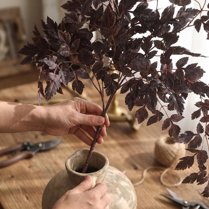 Artificial Maple Leaves Branches, 3 Pcs Artificial Cimicifuga Plant Leaf 31.4" Fake Fall Stems Plants for Vase, Faux Plants for Home Autumn Halloween Thanksgiving Party Table Centerpiece Decor