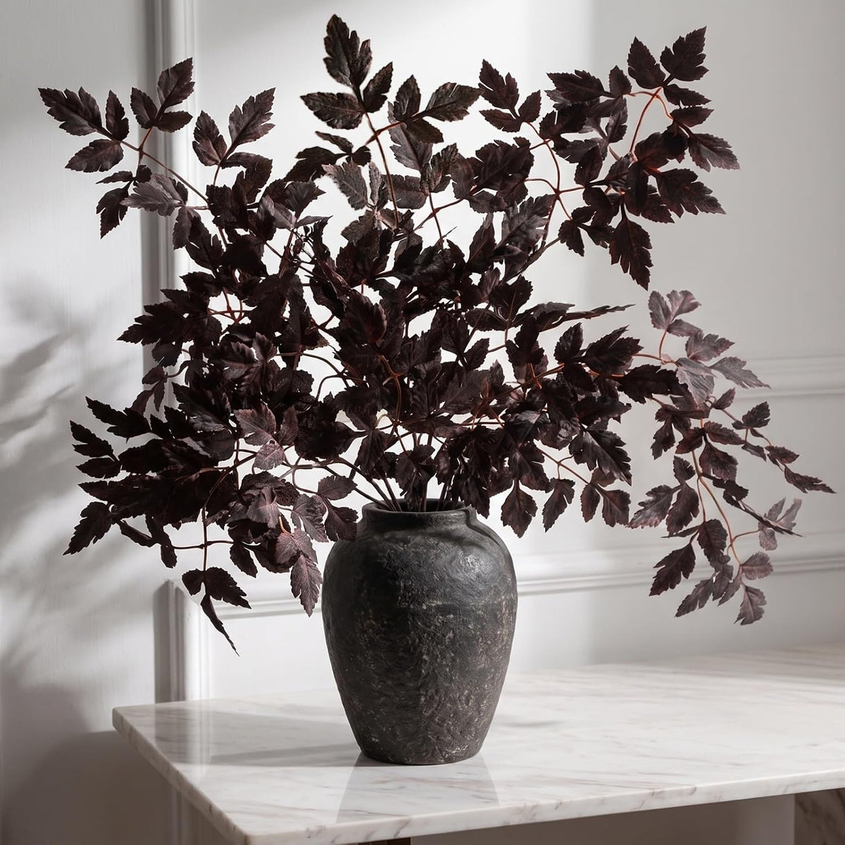 Artificial Maple Leaves Branches, 3 Pcs Artificial Cimicifuga Plant Leaf 31.4" Fake Fall Stems Plants for Vase, Faux Plants for Home Autumn Halloween Thanksgiving Party Table Centerpiece Decor