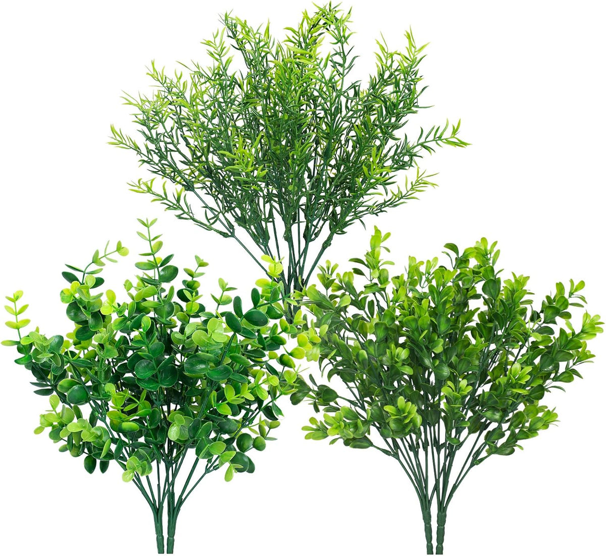 6 Pcs Artificial Greenery Mixed Fake Eucalyptus Plastic Plants