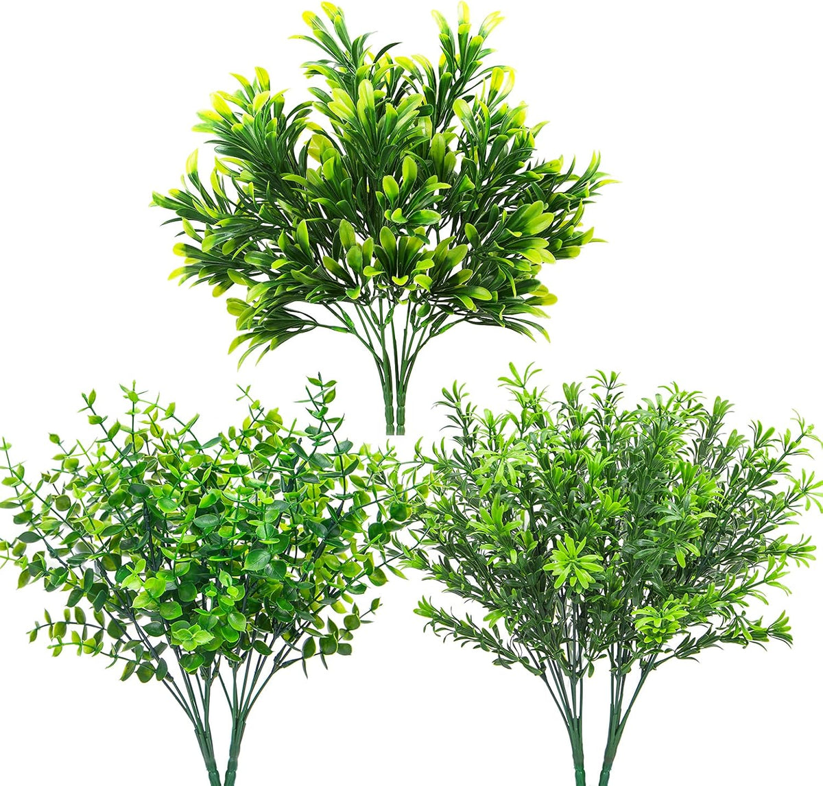 6 Pcs Artificial Greenery Mixed Fake Eucalyptus Plastic Plants