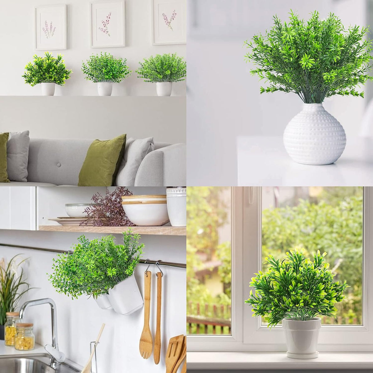 6 Pcs Artificial Greenery Mixed Fake Eucalyptus Plastic Plants