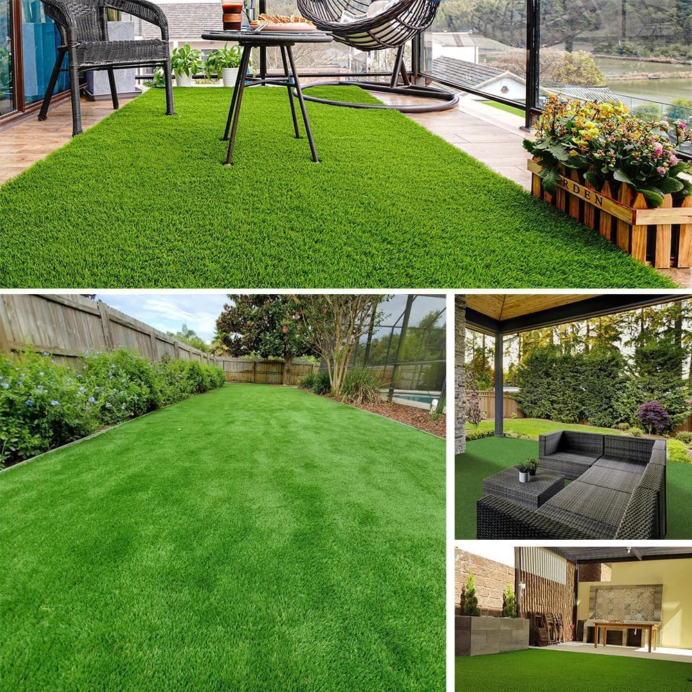 Ultrathick Artificial Grass Turf,1.77 Inch High Dense W Shape Grass Silk -Durable PU Backing-Luxurious Indoor Outdoor Dog Garden Landscape Patio Synthetic Fake Faux Grass Mat-Sent by Rolled