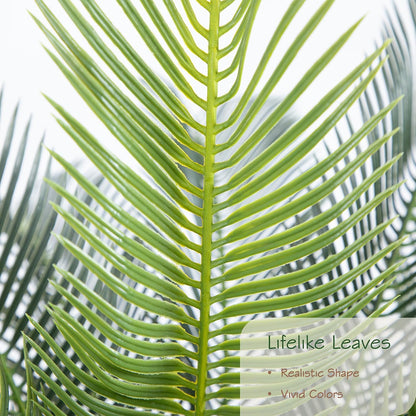 2ft Artificial Cycad Tree UV Resistant with Lifelike Bark & Realistic Leaves, 24in Super Full Faux Sago Palm Tree, for Porch Patio Front Door Home Office Decor