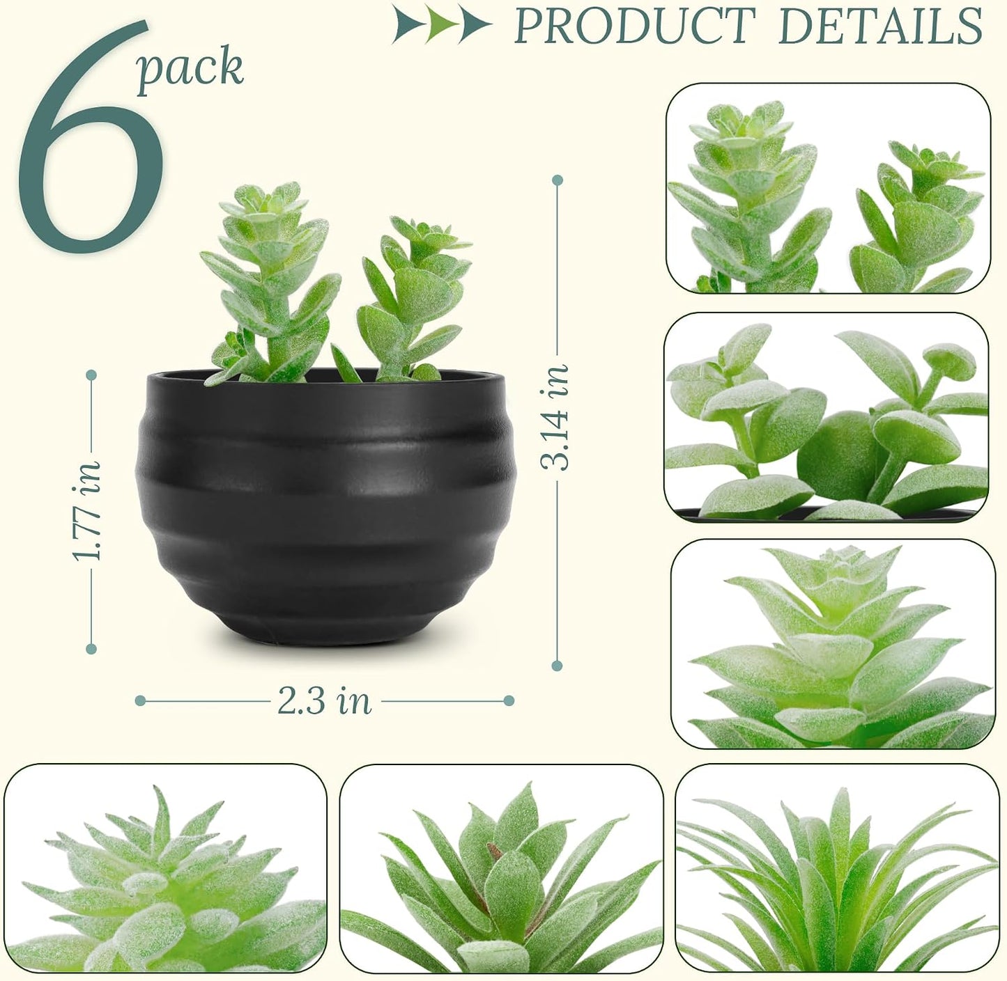 6 Pack Succulents Fake Plants for Bedroom Bathroom Home Decor | Small fake plants，perfect for aesthetic living room shelf decor，office desk accessories，gifts for women，fresh all year