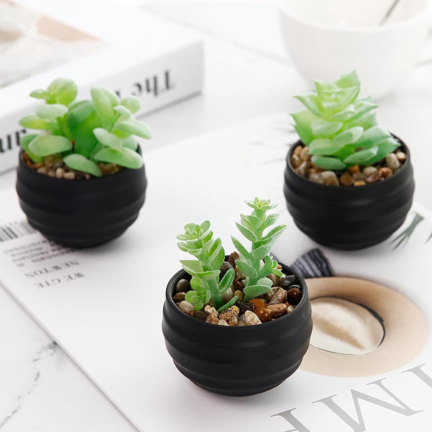 6 Pack Succulents Fake Plants for Bedroom Bathroom Home Decor | Small fake plants，perfect for aesthetic living room shelf decor，office desk accessories，gifts for women，fresh all year