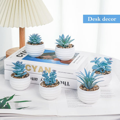 6 Pack Succulents Fake Plants for Bedroom Bathroom Home Decor | Small fake plants，perfect for aesthetic living room shelf decor，office desk accessories，gifts for women，fresh all year