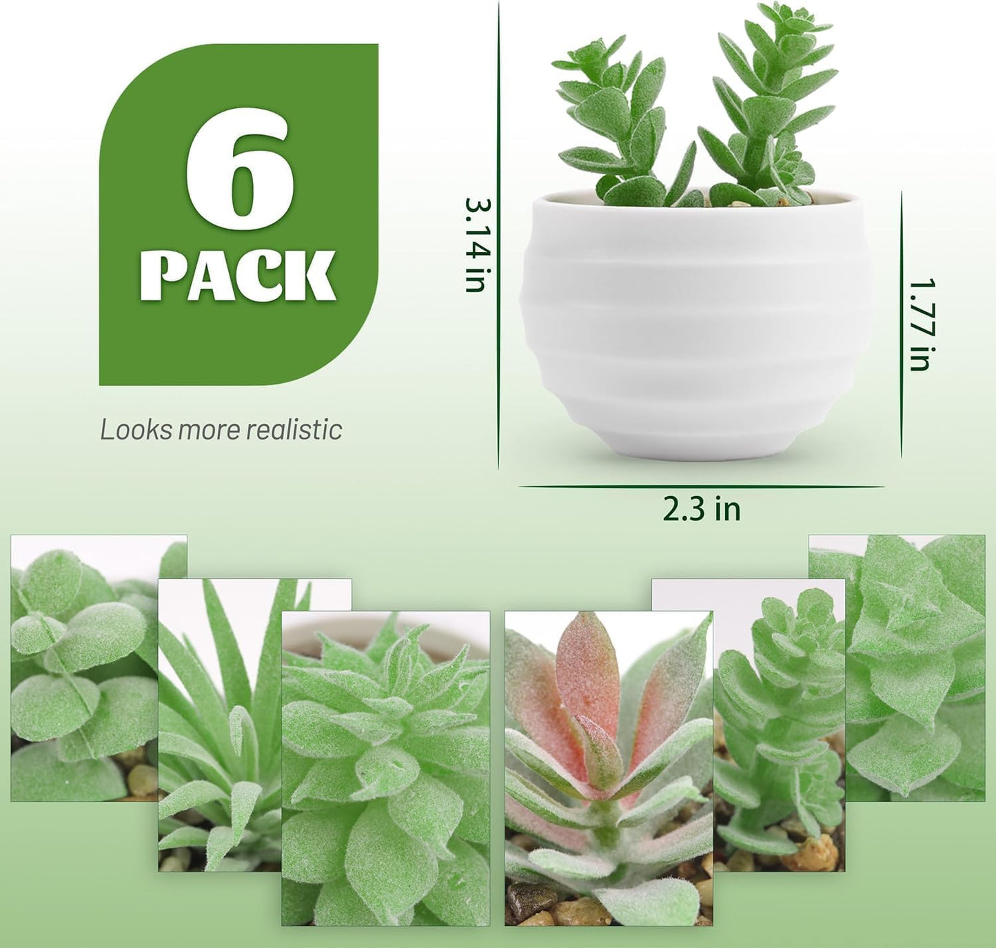 6 Pack Succulents Fake Plants for Bedroom Bathroom Home Decor | Small fake plants，perfect for aesthetic living room shelf decor，office desk accessories，gifts for women，fresh all year