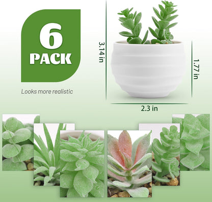 6 Pack Succulents Fake Plants for Bedroom Bathroom Home Decor | Small fake plants，perfect for aesthetic living room shelf decor，office desk accessories，gifts for women，fresh all year