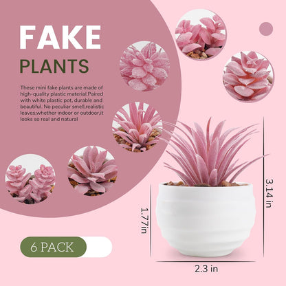 6 Pack Succulents Fake Plants for Bedroom Bathroom Home Decor | Small fake plants，perfect for aesthetic living room shelf decor，office desk accessories，gifts for women，fresh all year