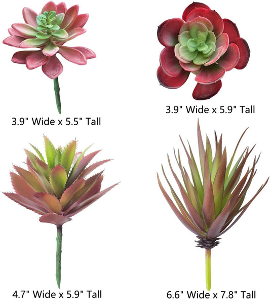 4Pcs Artificial Succulent Plants Set, Realistic Fake Succulents for Home Garden Party Decor Autumn Colored