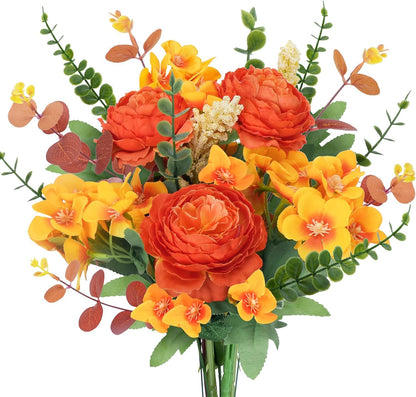 13.78in Artificial Fall Flowers Bouquet Faux Peony Floral Arrangements