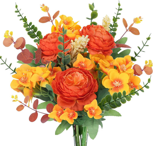 13.78in Artificial Fall Flowers Bouquet Faux Peony Floral Arrangements
