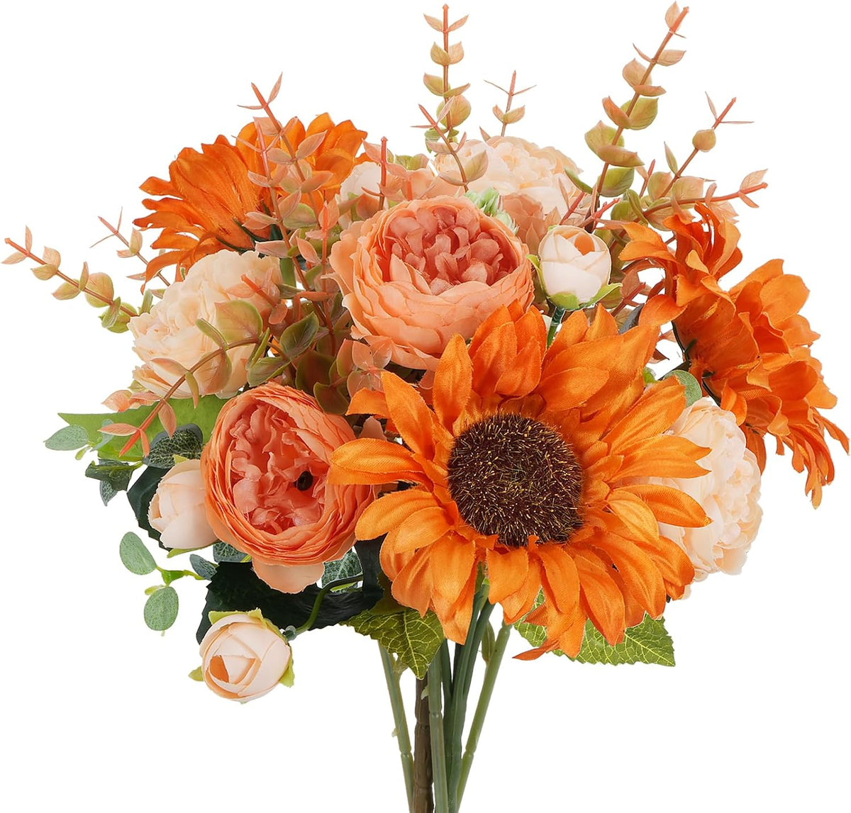 13.78in Artificial Fall Flowers Bouquet Faux Peony Floral Arrangements