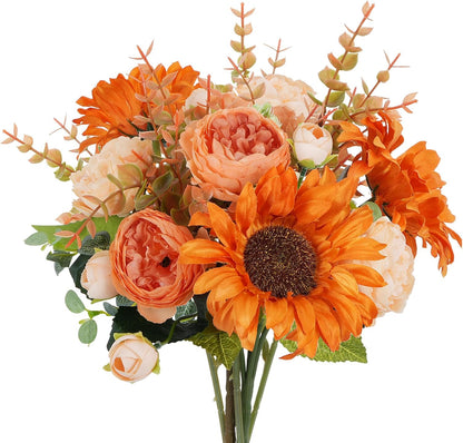 13.78in Artificial Fall Flowers Bouquet Faux Peony Floral Arrangements