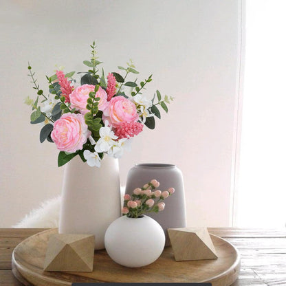 13.78in Artificial Fall Flowers Bouquet Faux Peony Floral Arrangements