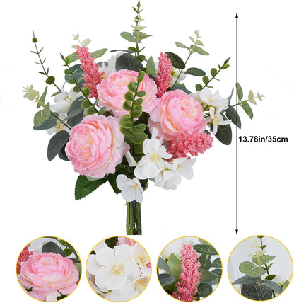 13.78in Artificial Fall Flowers Bouquet Faux Peony Floral Arrangements