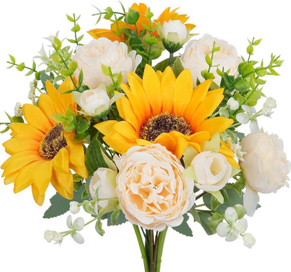 13.78in Artificial Fall Flowers Bouquet Faux Peony Floral Arrangements