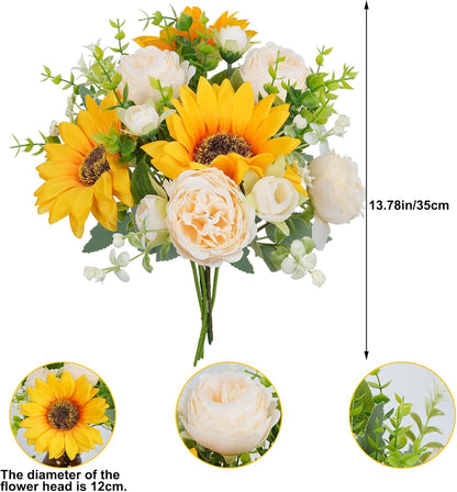 13.78in Artificial Fall Flowers Bouquet Faux Peony Floral Arrangements