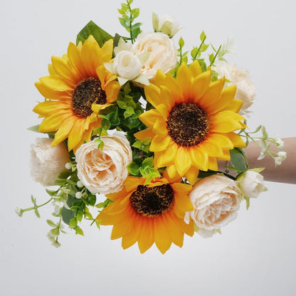 13.78in Artificial Fall Flowers Bouquet Faux Peony Floral Arrangements