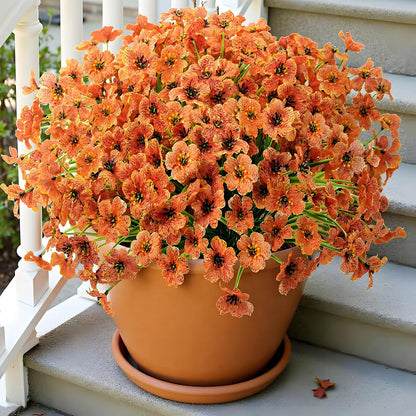 Artificial Fall Flowers for Outdoors, UV Resistant Faux Mums