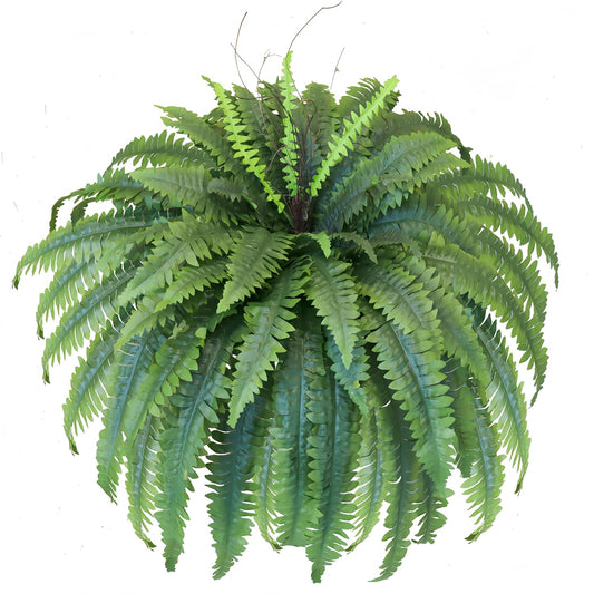 Artificial Ferns for Outdoors & Indoors, 51" Fake Fern Artificial Plants Large with 66 Fronds, 2 Packs Faux Ferns Greenery for Porch Windowsill Garden Planter Home Office Decor, Potted or Hanging
