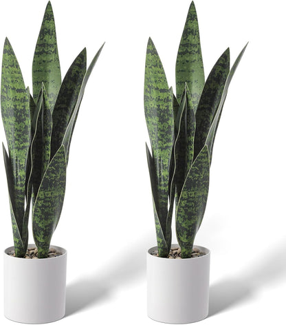 2 Pack Fake Snake Plant 22" Artificial Sansevieria with 12 Leaves Faux Sansevieria Fake Agave Potted Plants PE Material UV Resistant for Indoor Outdoor Home Garden Office Bedroom Decor