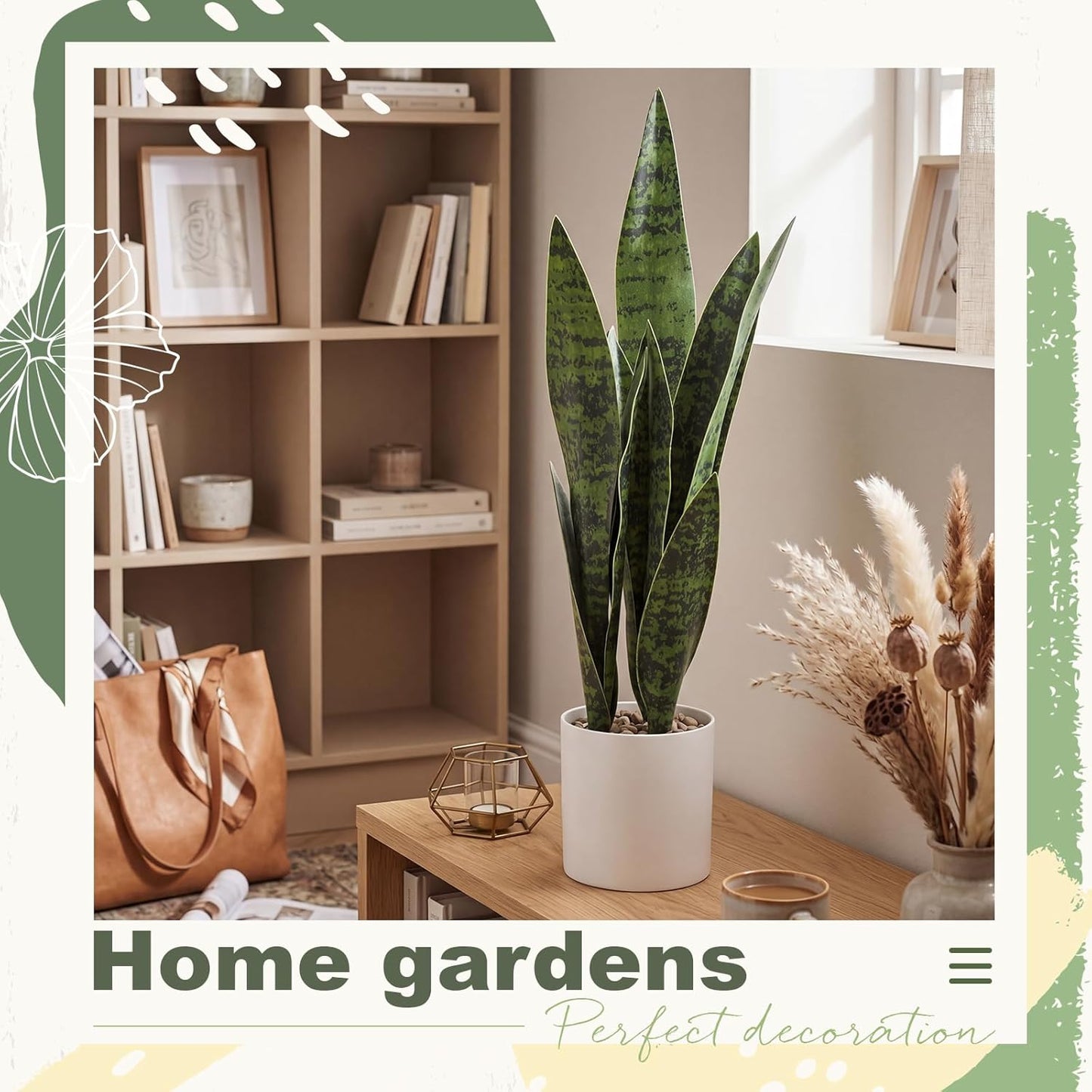 2 Pack Fake Snake Plant 22" Artificial Sansevieria with 12 Leaves Faux Sansevieria Fake Agave Potted Plants PE Material UV Resistant for Indoor Outdoor Home Garden Office Bedroom Decor