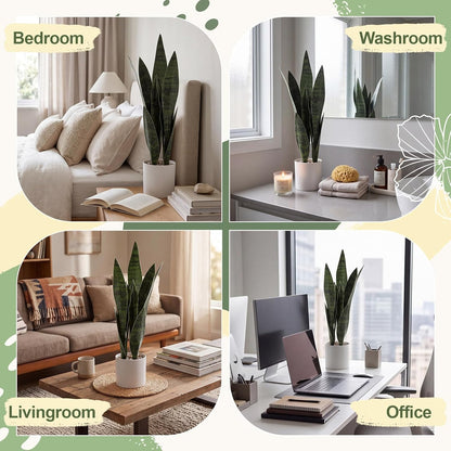 2 Pack Fake Snake Plant 22" Artificial Sansevieria with 12 Leaves Faux Sansevieria Fake Agave Potted Plants PE Material UV Resistant for Indoor Outdoor Home Garden Office Bedroom Decor