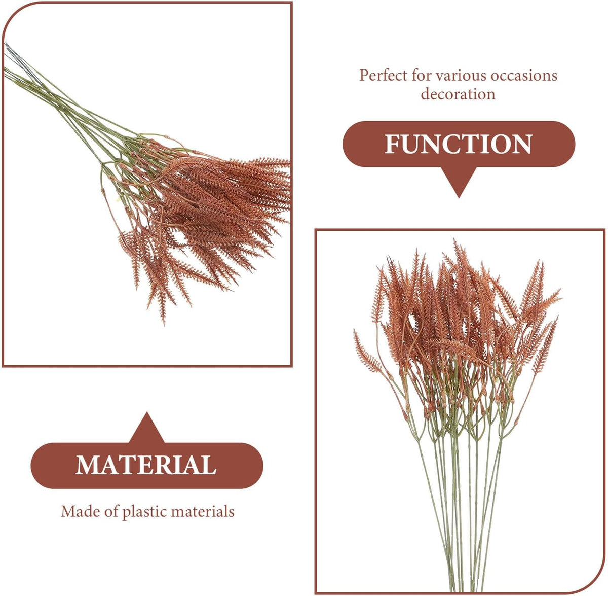 Artificial Bunny Tail Grass Stems Brown, Decorative Rabbit Tail Grass Bouquet for Wedding and Home Décor, Faux Bunny Tail Floral Arrangement for Bedroom and Table Centerpiece