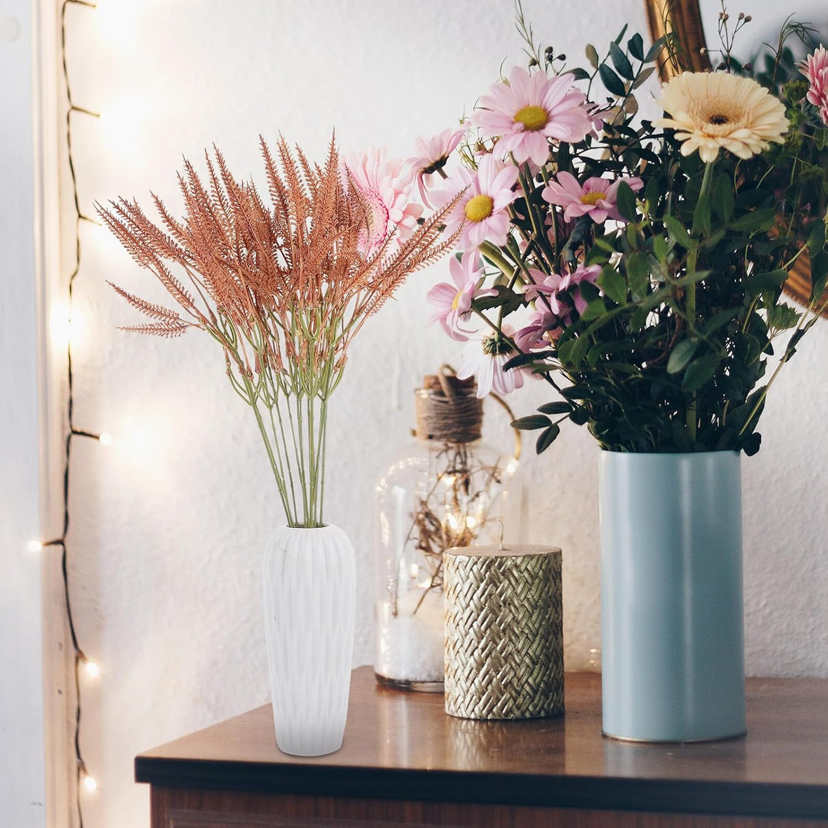Artificial Bunny Tail Grass Stems Brown, Decorative Rabbit Tail Grass Bouquet for Wedding and Home Décor, Faux Bunny Tail Floral Arrangement for Bedroom and Table Centerpiece