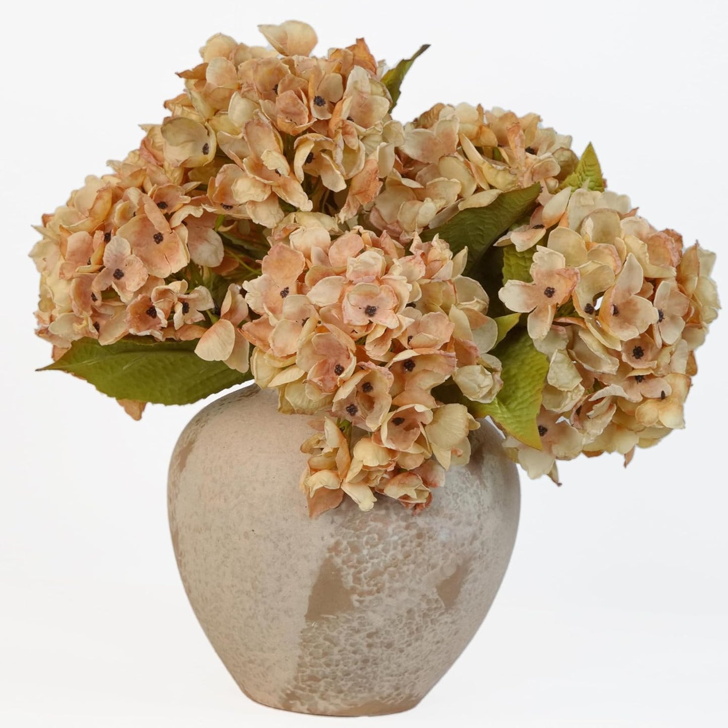 TOPIA Silk Fall Flowers Artificial Silk Dried Hydrangea Artificial Fall Flowers Dried Florals Bouquet Autumn Decorations for Office and Home (6 PCS) (Cream White)