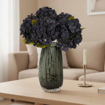 TOPIA Silk Fall Flowers Artificial Silk Dried Hydrangea Artificial Fall Flowers Dried Florals Bouquet Autumn Decorations for Office and Home (6 PCS) (Cream White)
