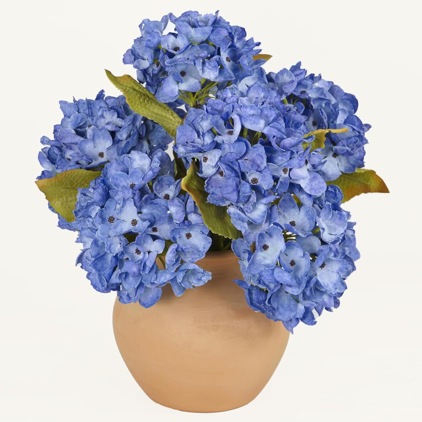 TOPIA Silk Fall Flowers Artificial Silk Dried Hydrangea Artificial Fall Flowers Dried Florals Bouquet Autumn Decorations for Office and Home (6 PCS) (Cream White)