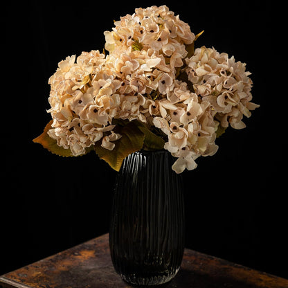 TOPIA Silk Fall Flowers Artificial Silk Dried Hydrangea Artificial Fall Flowers Dried Florals Bouquet Autumn Decorations for Office and Home (6 PCS) (Cream White)
