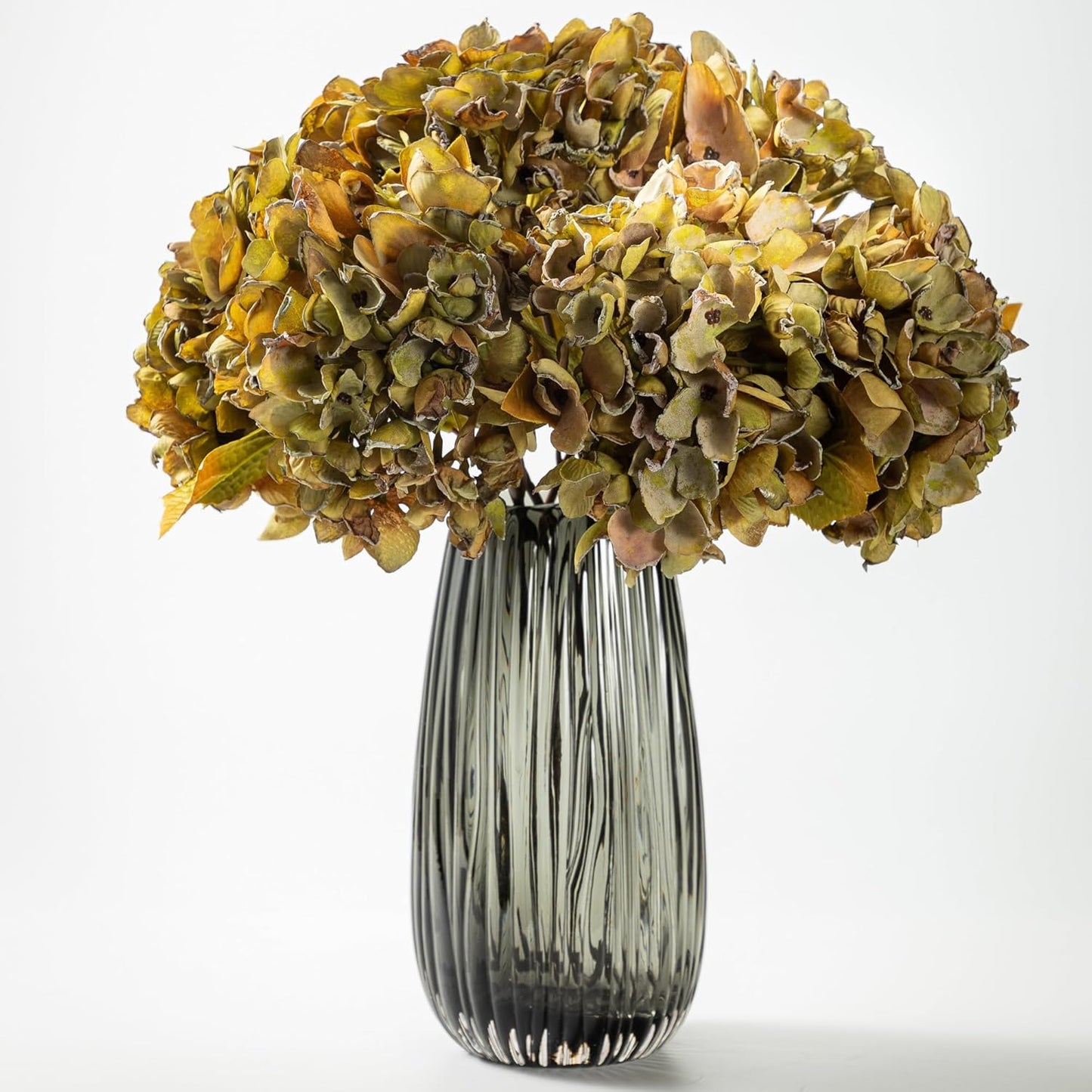 TOPIA Silk Fall Flowers Artificial Silk Dried Hydrangea Artificial Fall Flowers Dried Florals Bouquet Autumn Decorations for Office and Home (6 PCS) (Cream White)