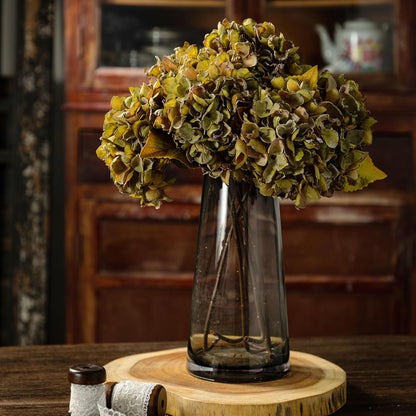 TOPIA Silk Fall Flowers Artificial Silk Dried Hydrangea Artificial Fall Flowers Dried Florals Bouquet Autumn Decorations for Office and Home (6 PCS) (Cream White)