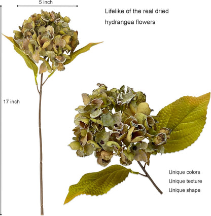 TOPIA Silk Fall Flowers Artificial Silk Dried Hydrangea Artificial Fall Flowers Dried Florals Bouquet Autumn Decorations for Office and Home (6 PCS) (Cream White)