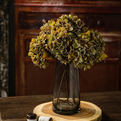 TOPIA Silk Fall Flowers Artificial Silk Dried Hydrangea Artificial Fall Flowers Dried Florals Bouquet Autumn Decorations for Office and Home (6 PCS) (Cream White)