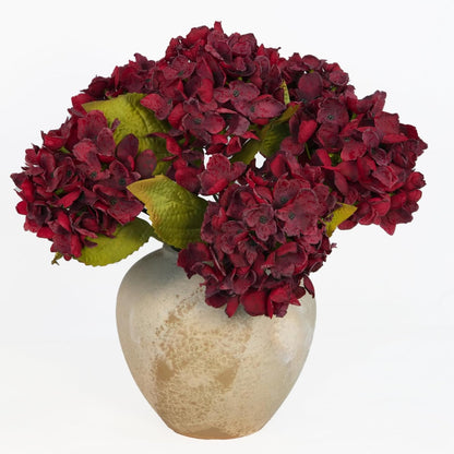 TOPIA Silk Fall Flowers Artificial Silk Dried Hydrangea Artificial Fall Flowers Dried Florals Bouquet Autumn Decorations for Office and Home (6 PCS) (Cream White)